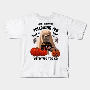 Funny Halloween American Bulldog Puppy in Cheesecloth Pumpkin Halloween Kids T-Shirt